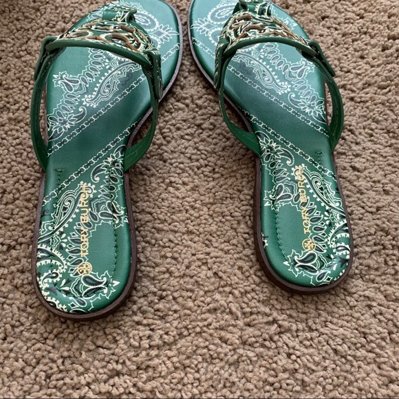 NEW 6.5 Tory Burch Miller Bandana Sandals Green - Picture 9 of 13